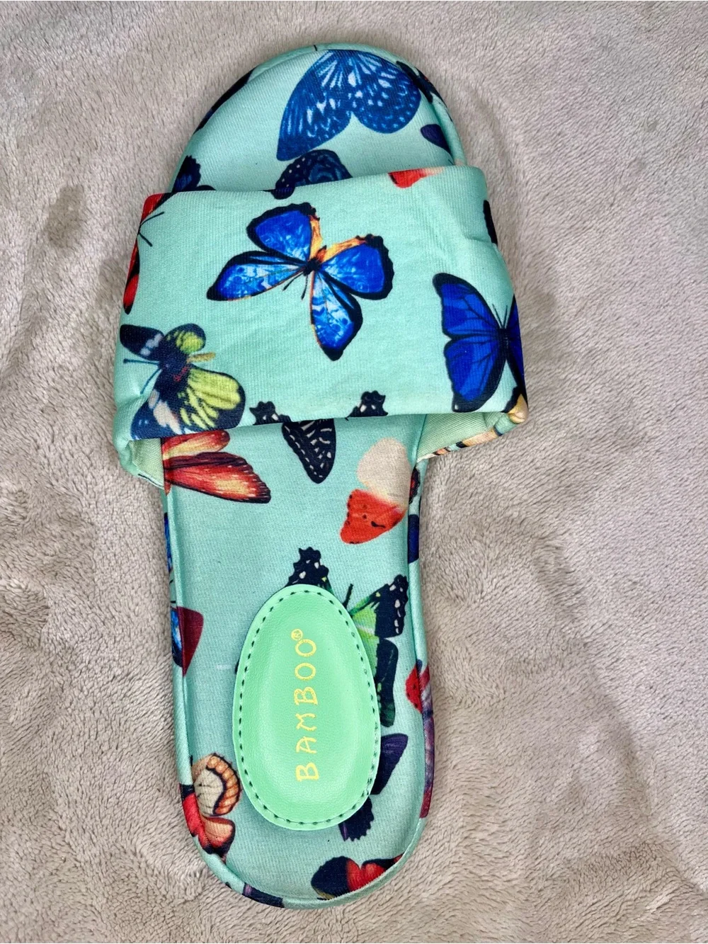 Bamboo Size 8 Butterfly Print Cushioned Slide Sandals - Picture 4 of 10